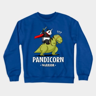 Pandicorn Panda Riding T-Rex Dinosaur Crewneck Sweatshirt